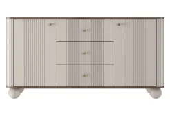 VESPER KOMODA 160 2D3SZ - cashmere mdf / orzech / złote uchwyty / nogi kule