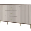 VESPER KOMODA 160 2D3SZ - cashmere mdf / orzech / złote nogi