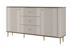 VESPER KOMODA 160 2D3SZ - cashmere mdf / orzech / złote nogi