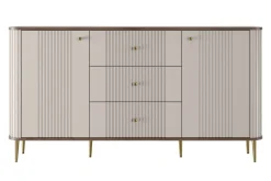 VESPER KOMODA 160 2D3SZ - cashmere mdf / orzech / złote nogi