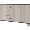 VESPER KOMODA 160 2D3SZ - cashmere mdf / orzech / czarne uchwyty / nogi kule