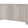 VESPER KOMODA 160 2D3SZ - cashmere mdf / cashmere / czarne uchwyty / nogi kule