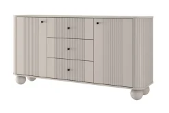 VESPER KOMODA 160 2D3SZ - cashmere mdf / cashmere / czarne uchwyty / nogi kule