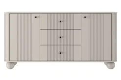 VESPER KOMODA 160 2D3SZ - cashmere mdf / cashmere / czarne uchwyty / nogi kule