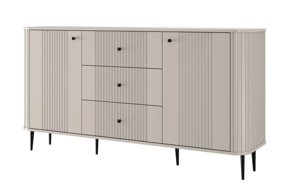 VESPER KOMODA 160 2D3SZ - cashmere mdf / cashmere / czarne nogi