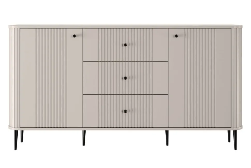 VESPER KOMODA 160 2D3SZ - cashmere mdf / cashmere / czarne nogi