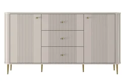VESPER KOMODA 160 2D3SZ - cashmere mdf / cashmere / złote nogi