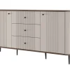 VESPER KOMODA 160 2D3SZ - cashmere mdf / orzech / czarne nogi
