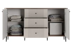 VESPER KOMODA 160 2D3SZ - cashmere mdf / orzech / czarne nogi