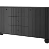 VESPER KOMODA 160 2D3SZ - czarny mdf / czarny mdf / czarne uchwyty / nogi kule