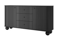 VESPER KOMODA 160 2D3SZ - czarny mdf / czarny mdf / czarne uchwyty / nogi kule