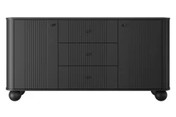 VESPER KOMODA 160 2D3SZ - czarny mdf / czarny mdf / czarne uchwyty / nogi kule