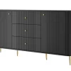 VESPER KOMODA 160 2D3SZ - czarny mdf / czarny mdf / złote nogi