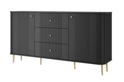 VESPER KOMODA 160 2D3SZ - czarny mdf / czarny mdf / złote nogi