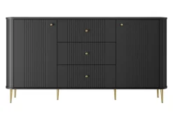 VESPER KOMODA 160 2D3SZ - czarny mdf / czarny mdf / złote nogi