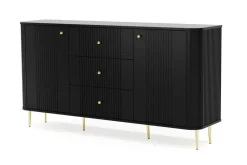 VESPER KOMODA 160 2D3SZ - czarny mdf / czarny mdf / złote nogi