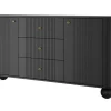 VESPER KOMODA 160 2D3SZ - czarny mdf / czarny mdf / złote uchwyty / nogi kule
