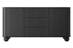 VESPER KOMODA 160 2D3SZ - czarny mdf / czarny mdf / złote uchwyty / nogi kule