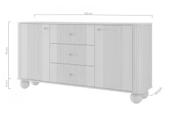 VESPER KOMODA 160 2D3SZ - czarny mdf / czarny mdf / złote uchwyty / nogi kule