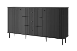 VESPER KOMODA 160 2D3SZ - czarny mdf / czarny mdf / czarne nogi