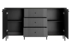 VESPER KOMODA 160 2D3SZ - czarny mdf / czarny mdf / czarne nogi