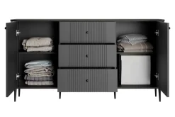VESPER KOMODA 160 2D3SZ - czarny mdf / czarny mdf / czarne nogi