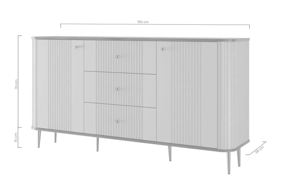 VESPER KOMODA 160 2D3SZ - czarny mdf / czarny mdf / czarne nogi