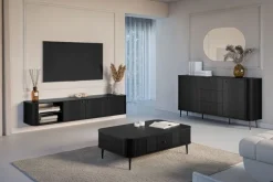 VESPER KOMODA 160 2D3SZ - czarny mdf / czarny mdf / czarne nogi