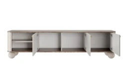 VESPER RTV 187 3D - cashmere mdf / orzech / złote uchwyty / nogi kule