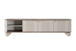 VESPER RTV 187 3D - cashmere mdf / orzech / złote uchwyty / nogi kule