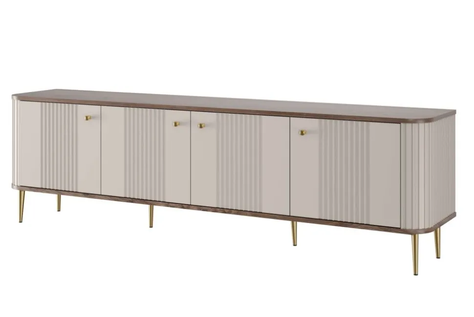 VESPER RTV 187 4D - cashmere mdf / orzech / złote nogi
