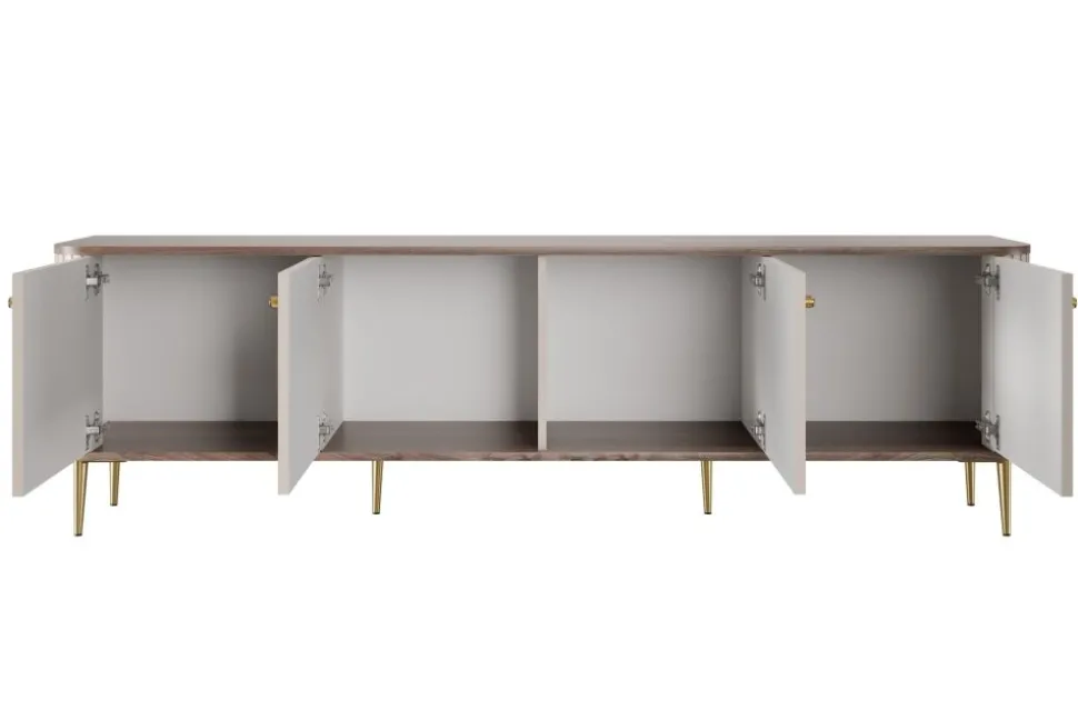 VESPER RTV 187 4D - cashmere mdf / orzech / złote nogi