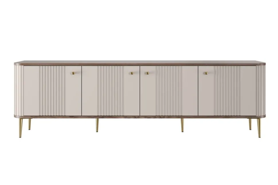 VESPER RTV 187 4D - cashmere mdf / orzech / złote nogi