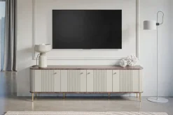 VESPER RTV 187 4D - cashmere mdf / orzech / złote nogi