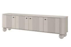 VESPER RTV 187 4D - cashmere mdf / cashmere / czarne uchwyty / nogi kule