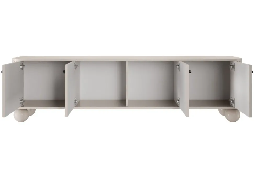 VESPER RTV 187 4D - cashmere mdf / cashmere / czarne uchwyty / nogi kule