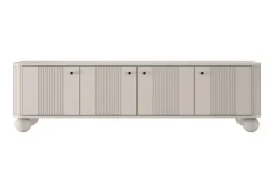 VESPER RTV 187 4D - cashmere mdf / cashmere / czarne uchwyty / nogi kule
