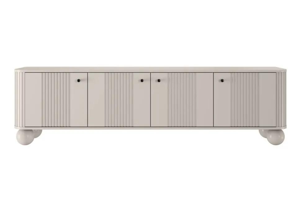 VESPER RTV 187 4D - cashmere mdf / cashmere / czarne uchwyty / nogi kule