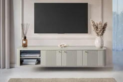 VESPER RTV 187 3D - cashmere mdf / cashmere / złote uchwyty / wisząca