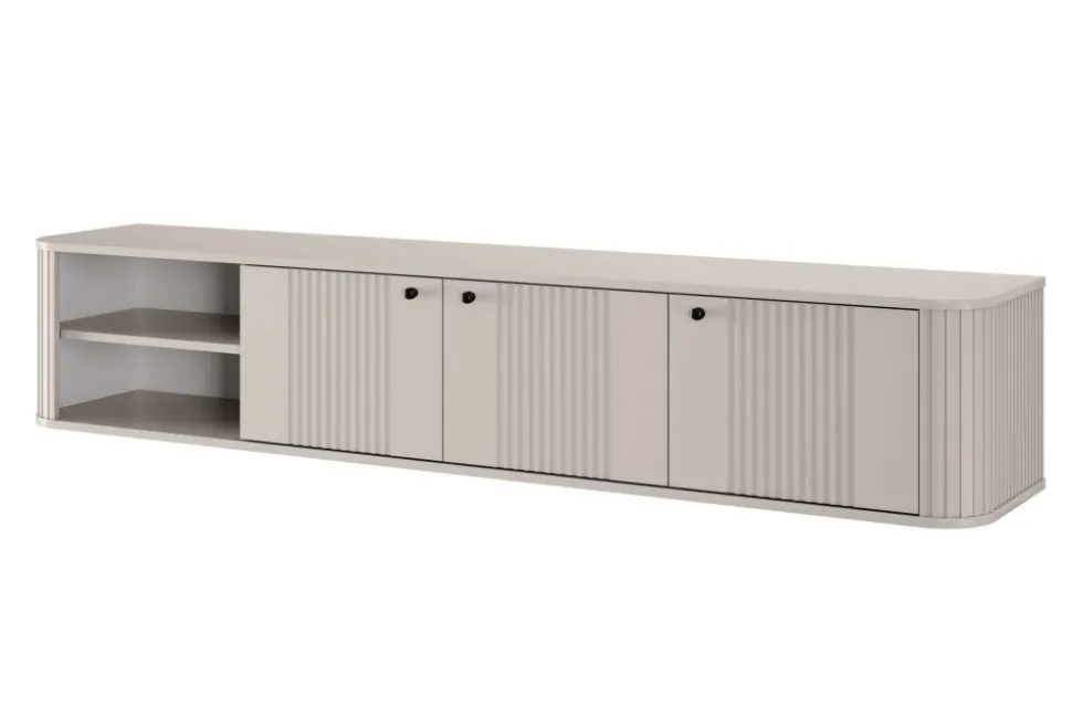 VESPER RTV 187 3D - cashmere mdf / cashmere / czarne uchwyty / wisząca