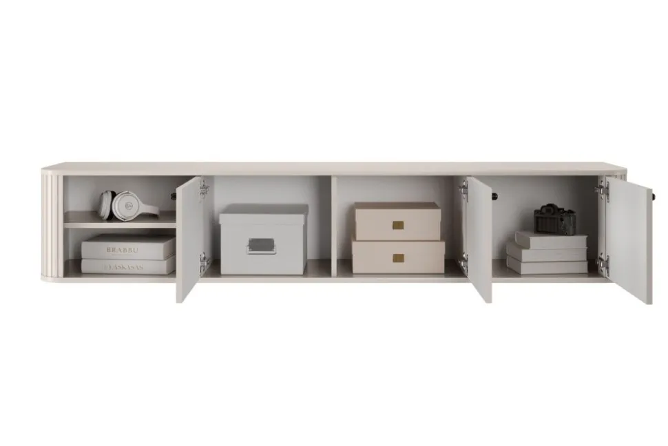 VESPER RTV 187 3D - cashmere mdf / cashmere / czarne uchwyty / wisząca