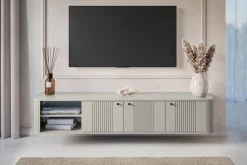 VESPER RTV 187 3D - cashmere mdf / cashmere / czarne uchwyty / wisząca