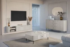 VESPER RTV 187 3D - cashmere mdf / cashmere / czarne uchwyty / wisząca