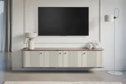 VESPER RTV 187 4D - cashmere mdf / orzech / czarne uchwyty / wisząca