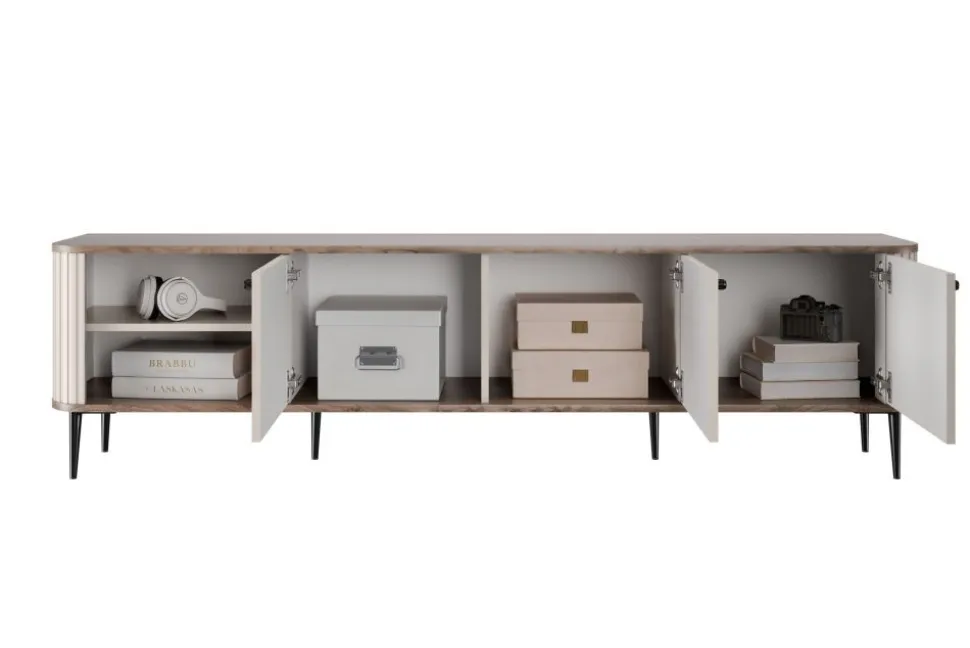 VESPER RTV 187 3D - cashmere mdf / orzech / czarne nogi
