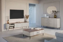 VESPER RTV 187 3D - cashmere mdf / orzech / czarne nogi