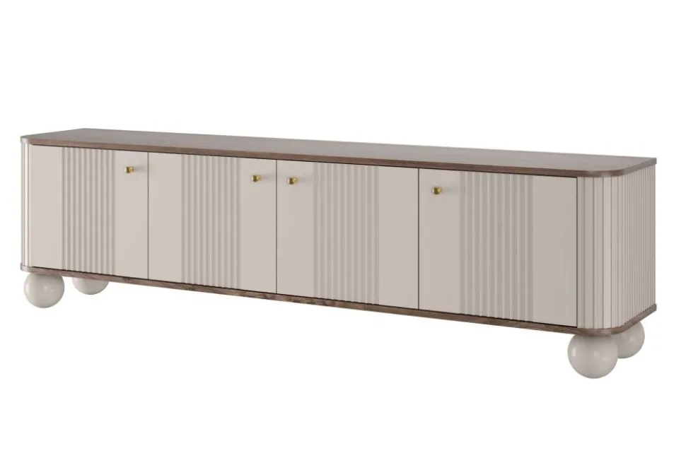 VESPER RTV 187 4D - cashmere mdf / orzech / złote uchwyty / nogi kule