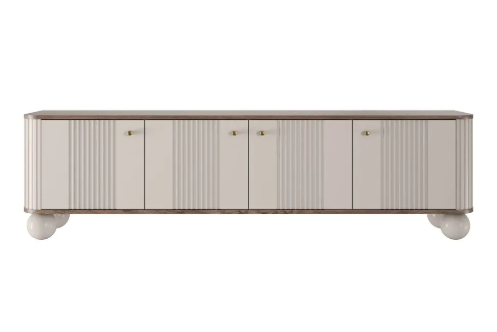 VESPER RTV 187 4D - cashmere mdf / orzech / złote uchwyty / nogi kule