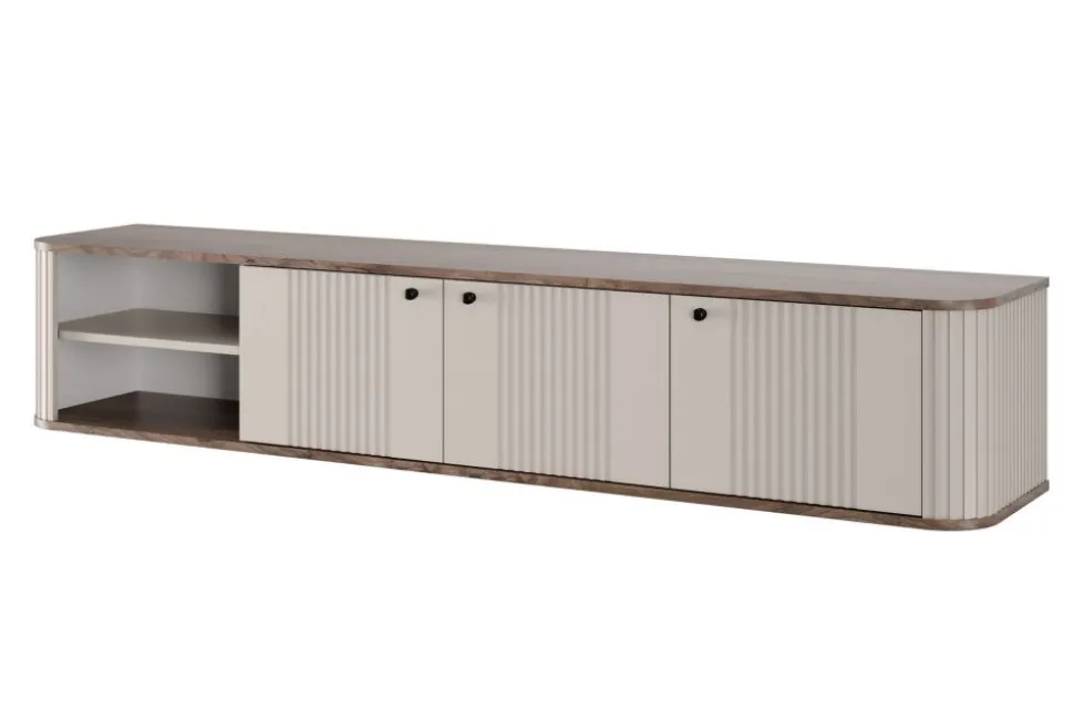 VESPER RTV 187 3D - cashmere mdf / orzech / czarne uchwyty / wisząca