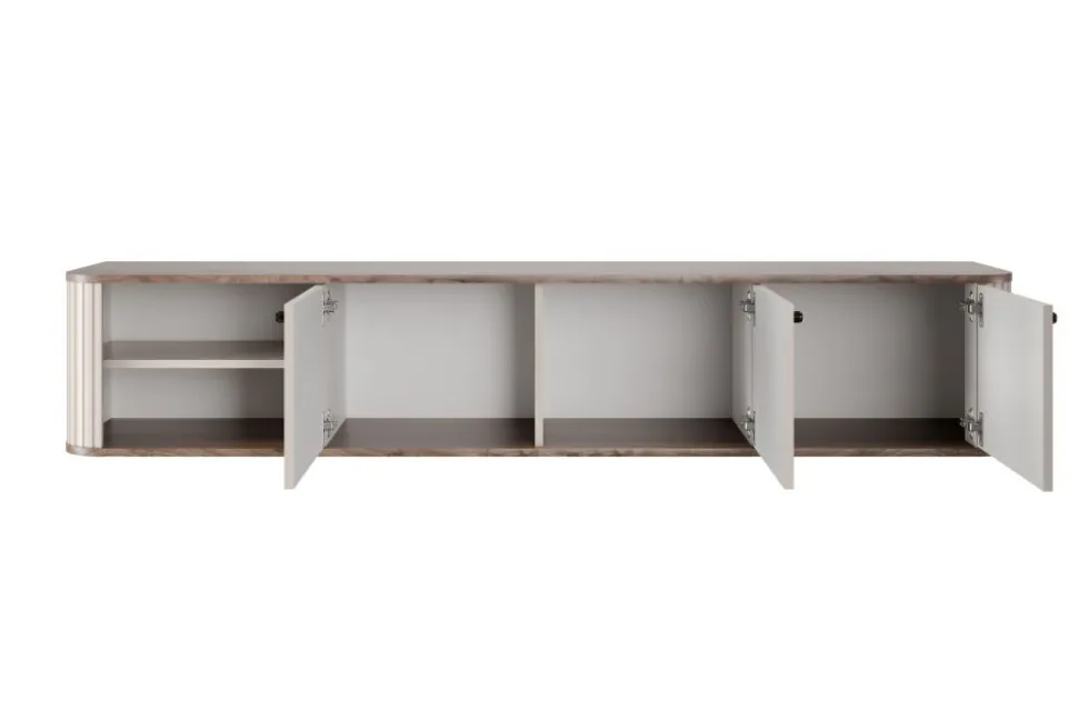 VESPER RTV 187 3D - cashmere mdf / orzech / czarne uchwyty / wisząca